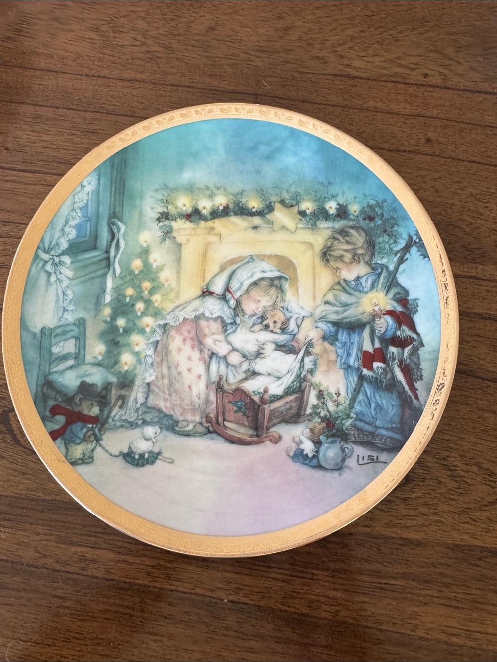 Holiday Nativity Decorative Plate - Blue and Gold